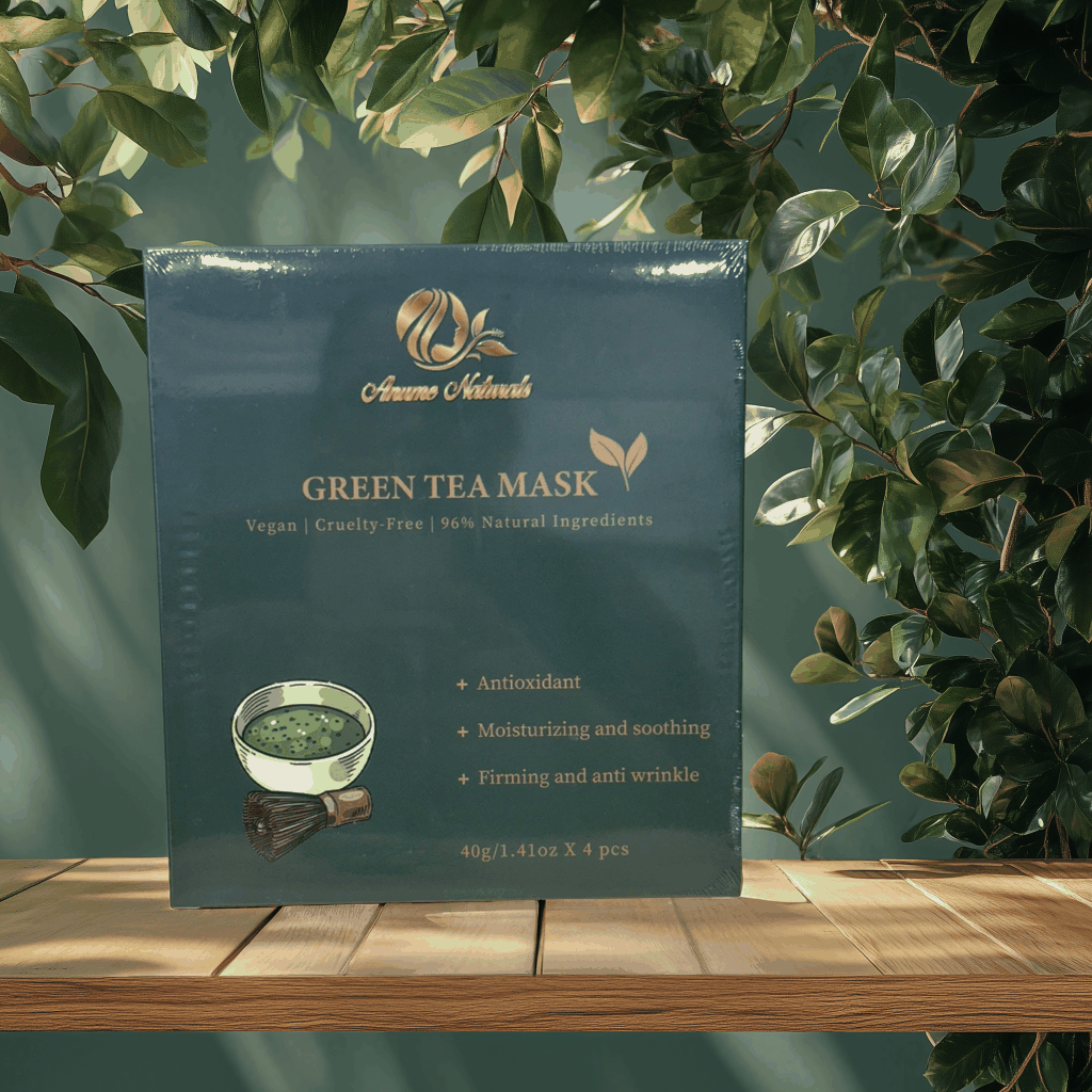 Pack of 4 Anume Naturals Green Tea antioxidant face masks for skin detox and hydration