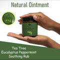 Natural Tea Tree Eucalyptus Peppermint Soothing Rub for cough, congestion, cold relief, and muscle pain.