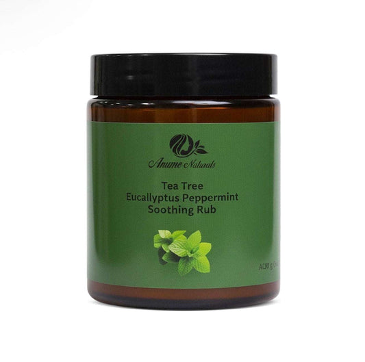Natural Tea Tree Eucalyptus Peppermint soothing rub for cough, congestion, and muscle pain relief by Anume Naturals