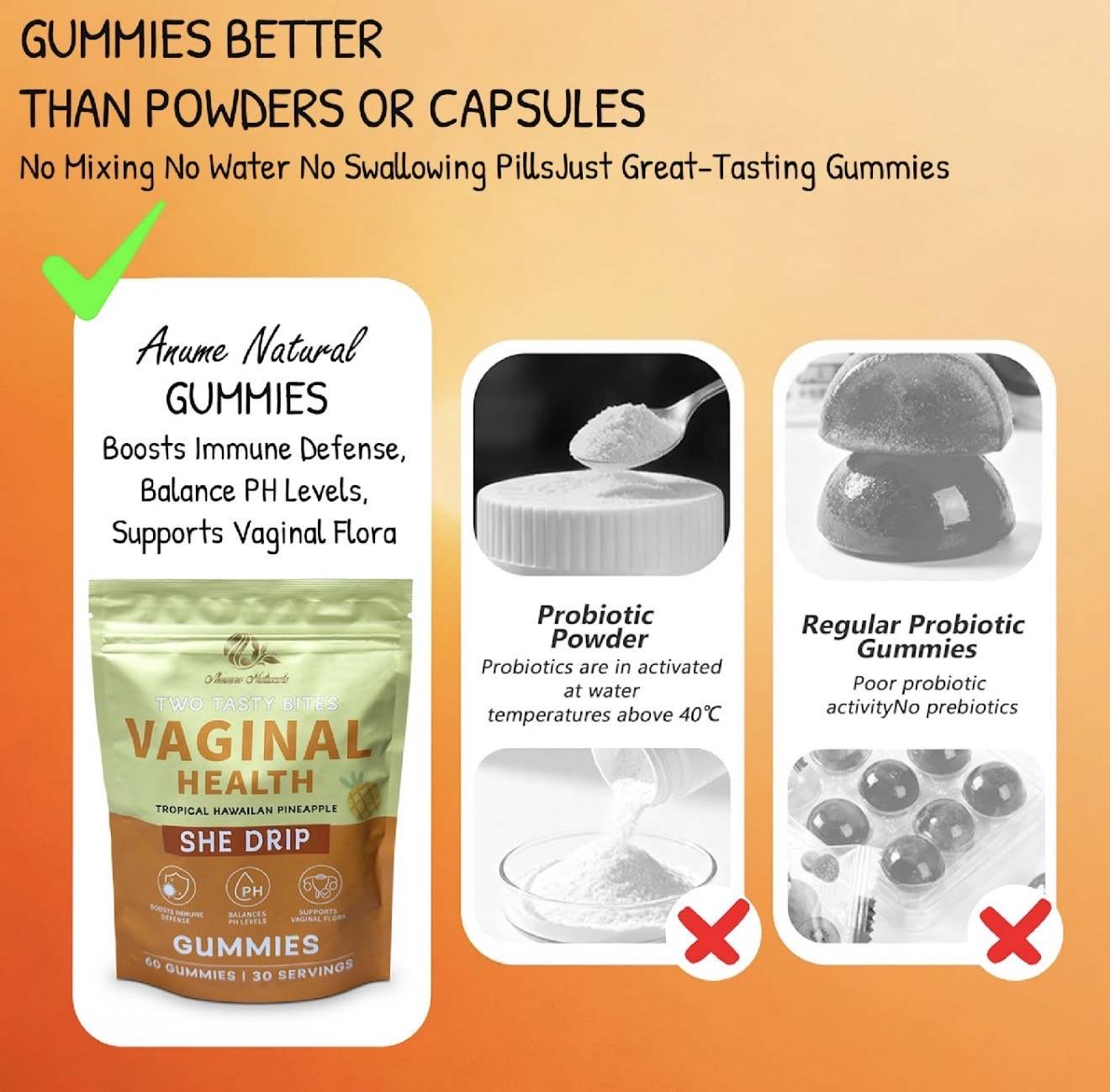 She Drip Tropical Hawaiian Pineapple vaginal health gummies supporting moisture, pH balance, and feminine wellness