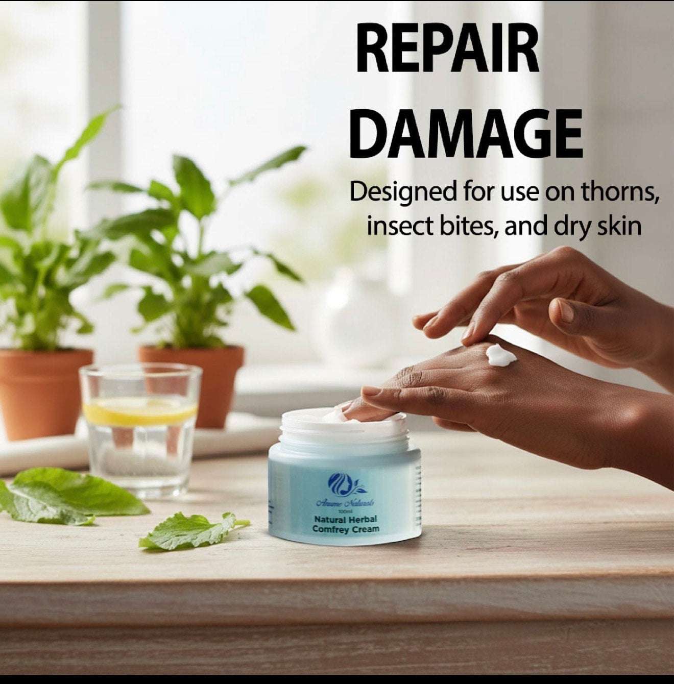 Minty Comfrey Healing Ointment soothing cream for insect bites, thorns, and dry skin repair