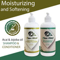 Acai + Jojoba Shampoo and Organic Coconut Oil Conditioner set, moisturizing and softening, SLS free hair care duo