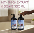 Anume Naturals Red Onion Shampoo and Conditioner set with onion extract and sesame seed oil for hair strengthening and nourishment