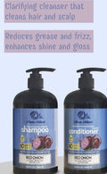 Anume Naturals Red Onion Shampoo and Conditioner set with pump bottles, designed to cleanse scalp, reduce grease and frizz, and enhance hair shine and gloss.