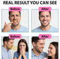 before and after results of natural teeth whitening powder showing improved teeth color and fresh breath